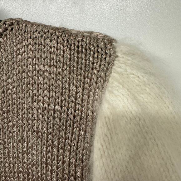 Castel Vetrano Angora Rabbit Hair Vintage Mixed Media Puff Sleeve Sweater S/M - Picture 6 of 10